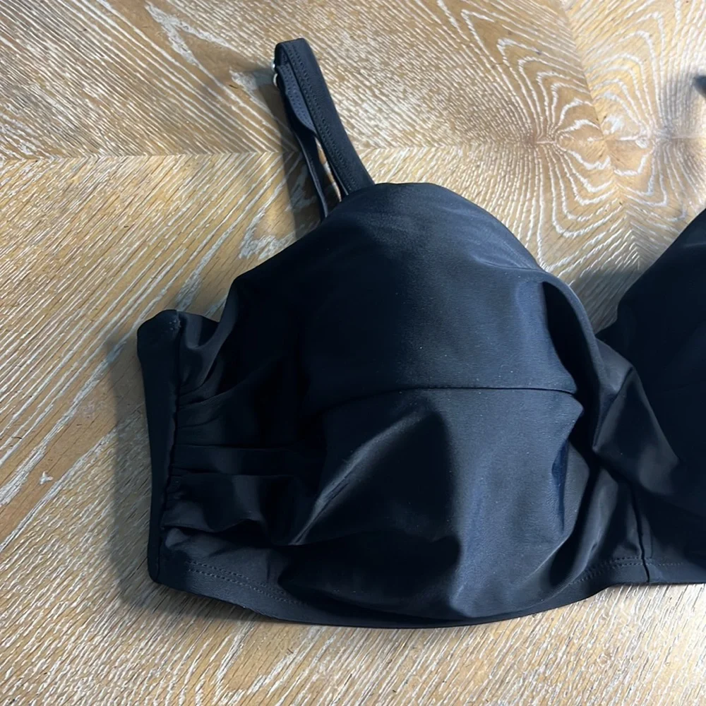 HEAT Black Swim Top Underwire Bikini Swimwear F Cup